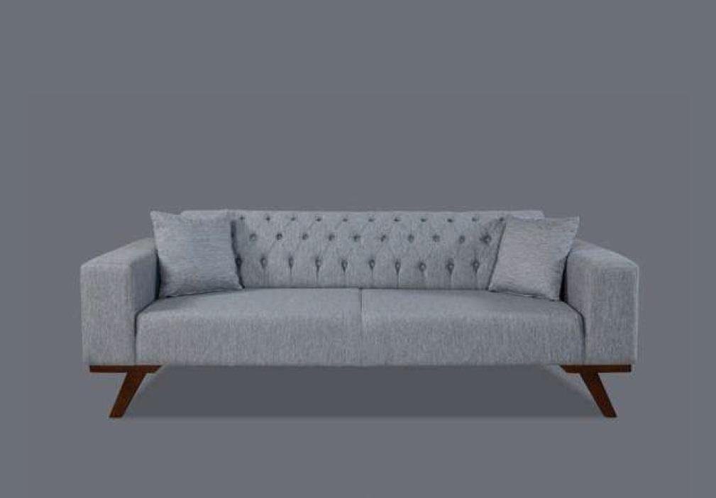 JVmoebel Sofa Sofa 3 Sitzer Sofas Stoff Dreisitzer Polster Luxus Chesterfield Grau, Made in Europe