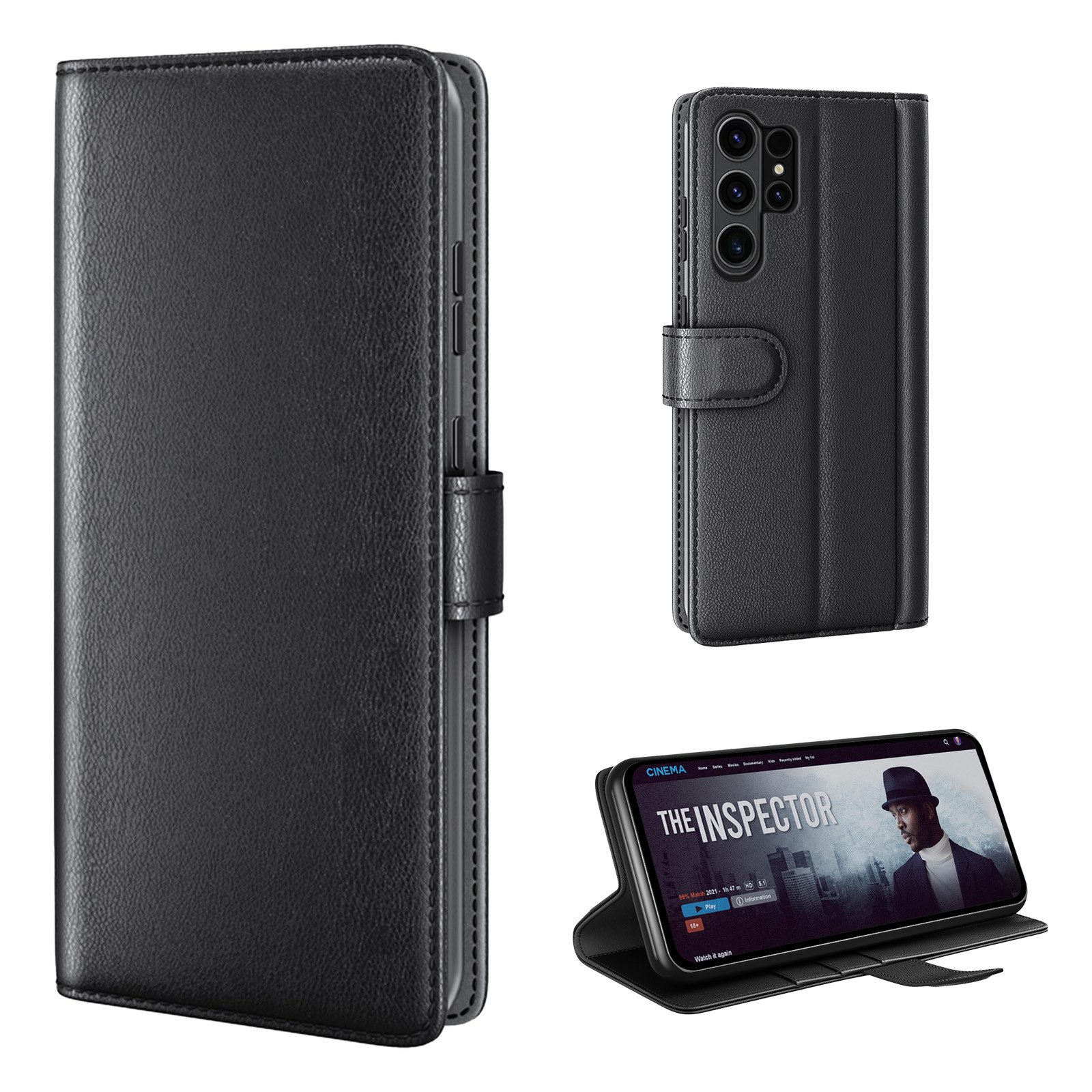 Tec-Expert Handyhülle Echtleder Hülle für Samsung Galaxy S24 Ultra 6.8 Zoll, 6.8", Cover Klapphülle Case mit Kartenfächern und Geldfach aufstellbar
