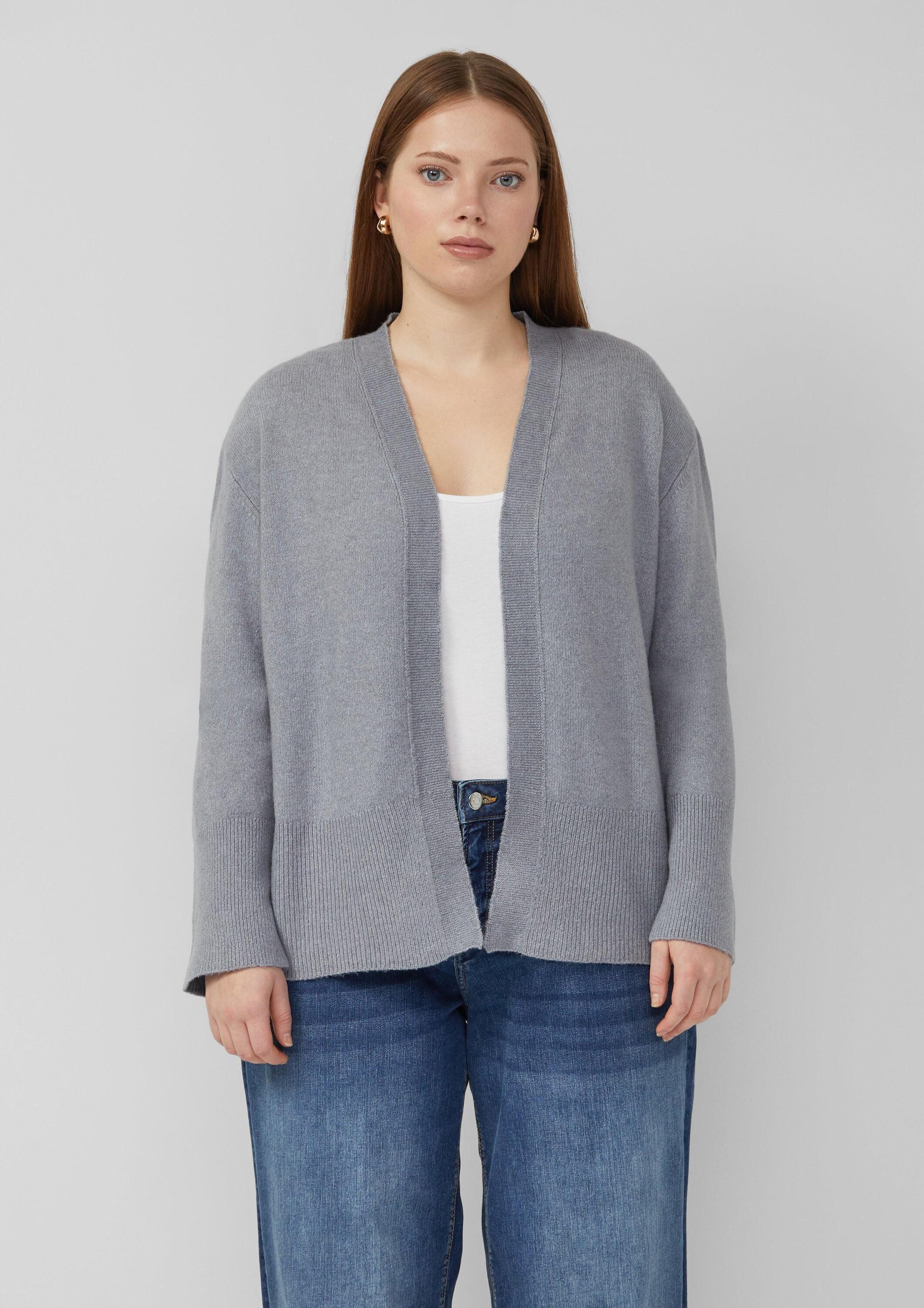 QS Cardigan Strickjacke Feinstrick Cardigan mit breitem Bündchen