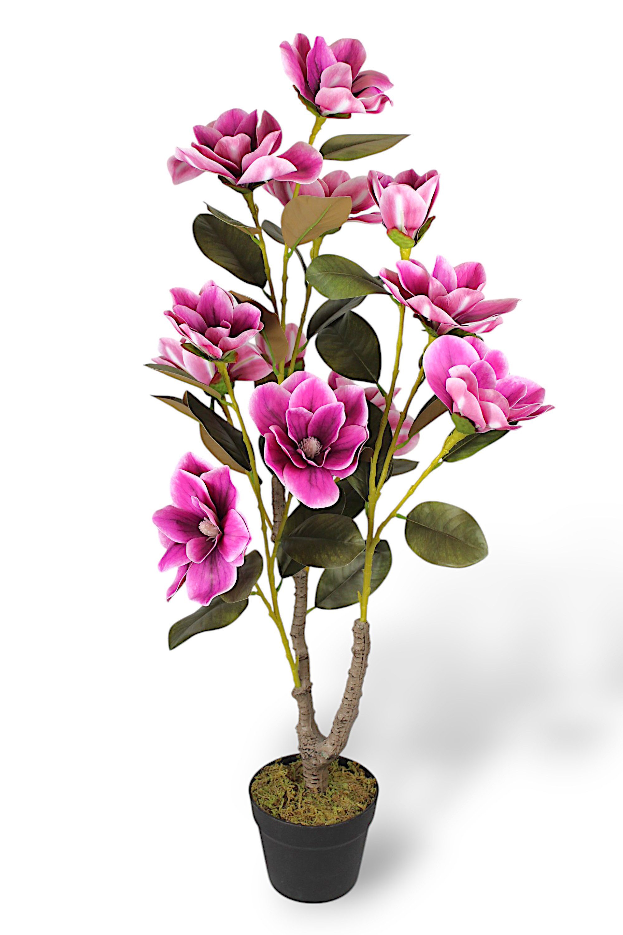 Kunstpflanze Künstliche Magnolie im Topf Deko-Kunstpflanze Zimmerpflanze Magnolie, Arnusa, Höhe 95 cm, Dekoration Pink Blüten
