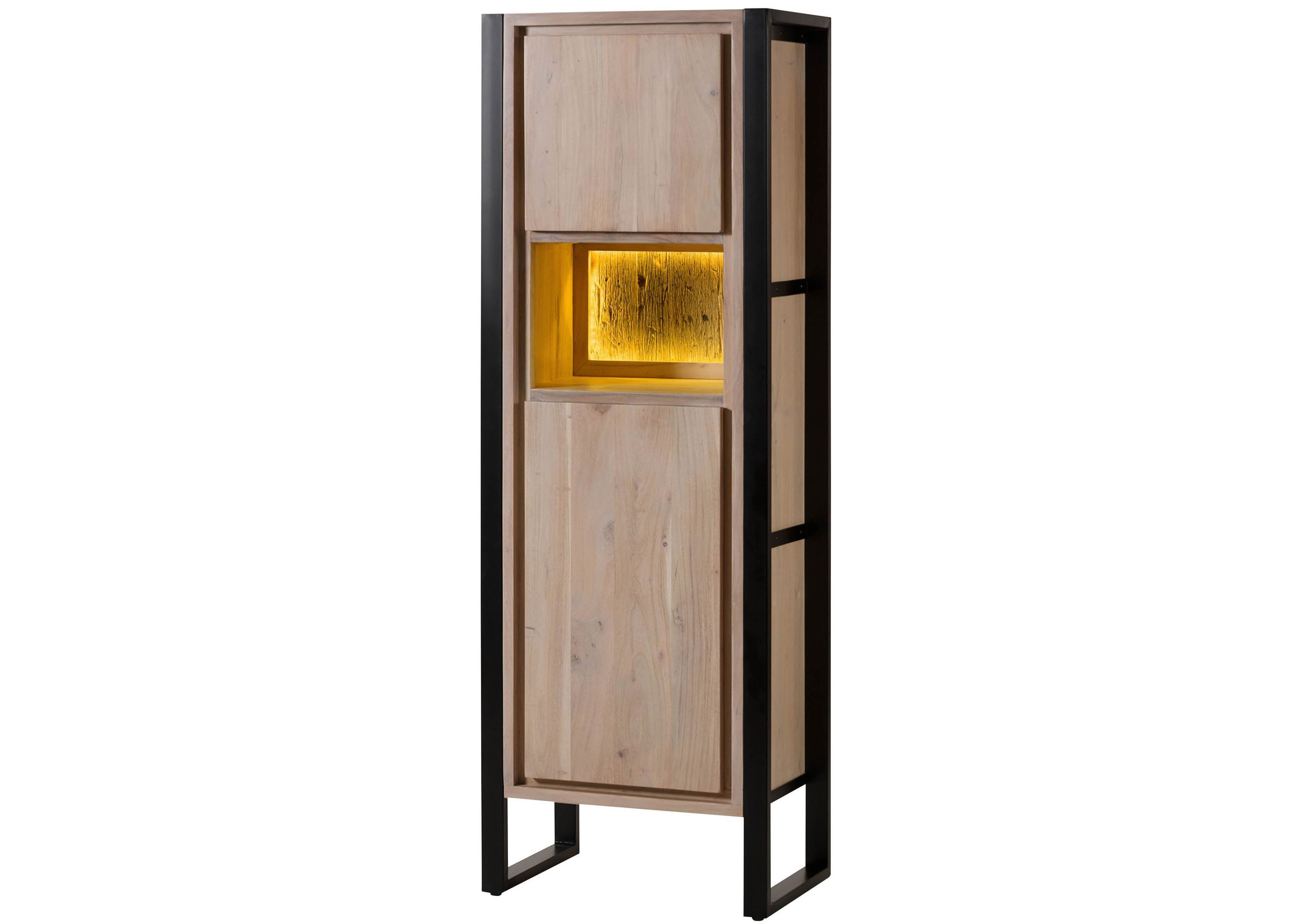 Massivmoebel24 Bücherregal DENVER, 1-tlg., Akazie / Altholz 62x40x180 natur lackiert DENVER #105