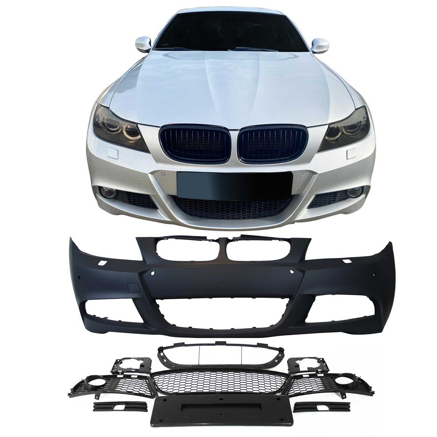 OMAC Frontstoßstange für BMW E90/ E91 LCI 2008-2011 ohne PDC Schwarz, 1-St.