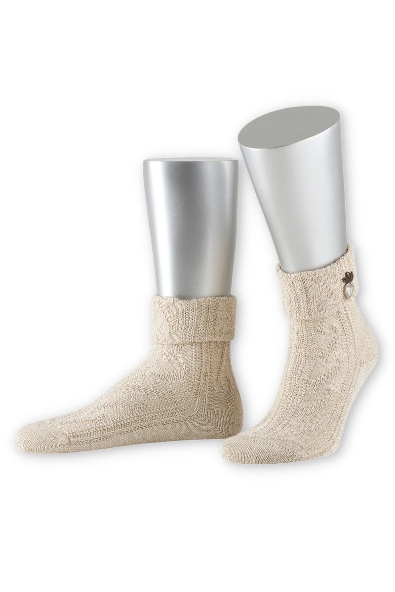 Lusana Trachtensocken Trachtensocken - HERZERL - beigemeliert, braunmeliert
