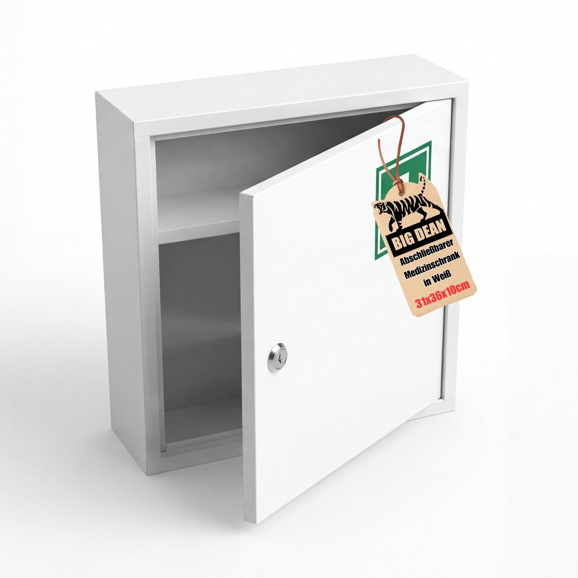 BigDean Medizinschrank aus Stahl abschließbar mit 2 Schlüsseln (Packung, 1-St., Medizinschrank) Kompaktes Design, Innenfächer für Medikamente & Erste-Hilfe-Zubehör