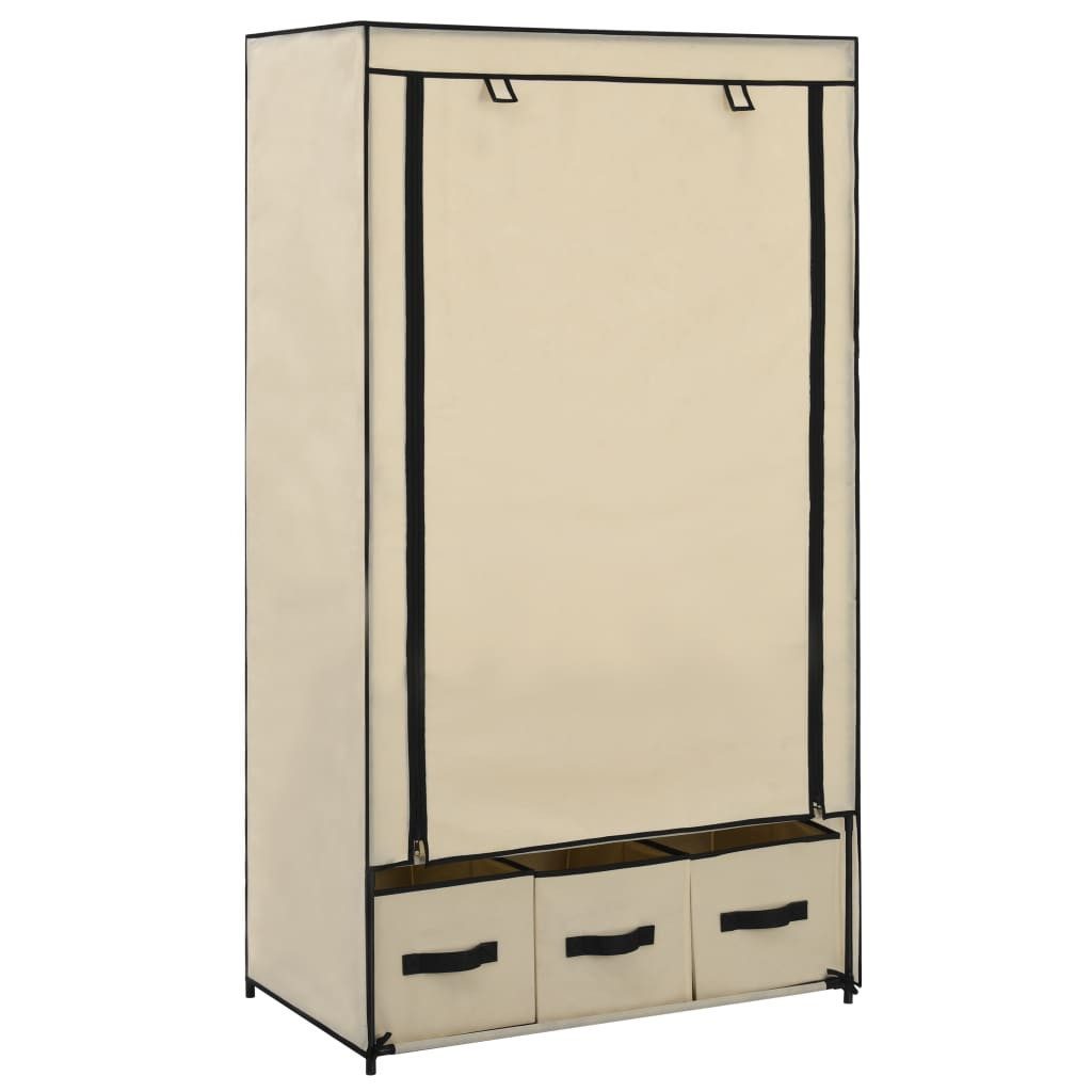 vidaXL Kleiderschrank NA Kleiderschrank Stoffschrank Faltschrank Creme 87x49x159 cm Stoff