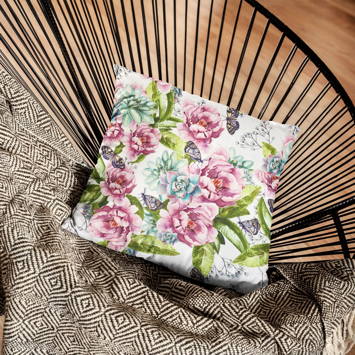 novely® Stoff OXFORD 210D D225 Butterflies & Flowers Printstoff Outdoor, Wasserabweisend, Outdoor, Meterware, 1lfm
