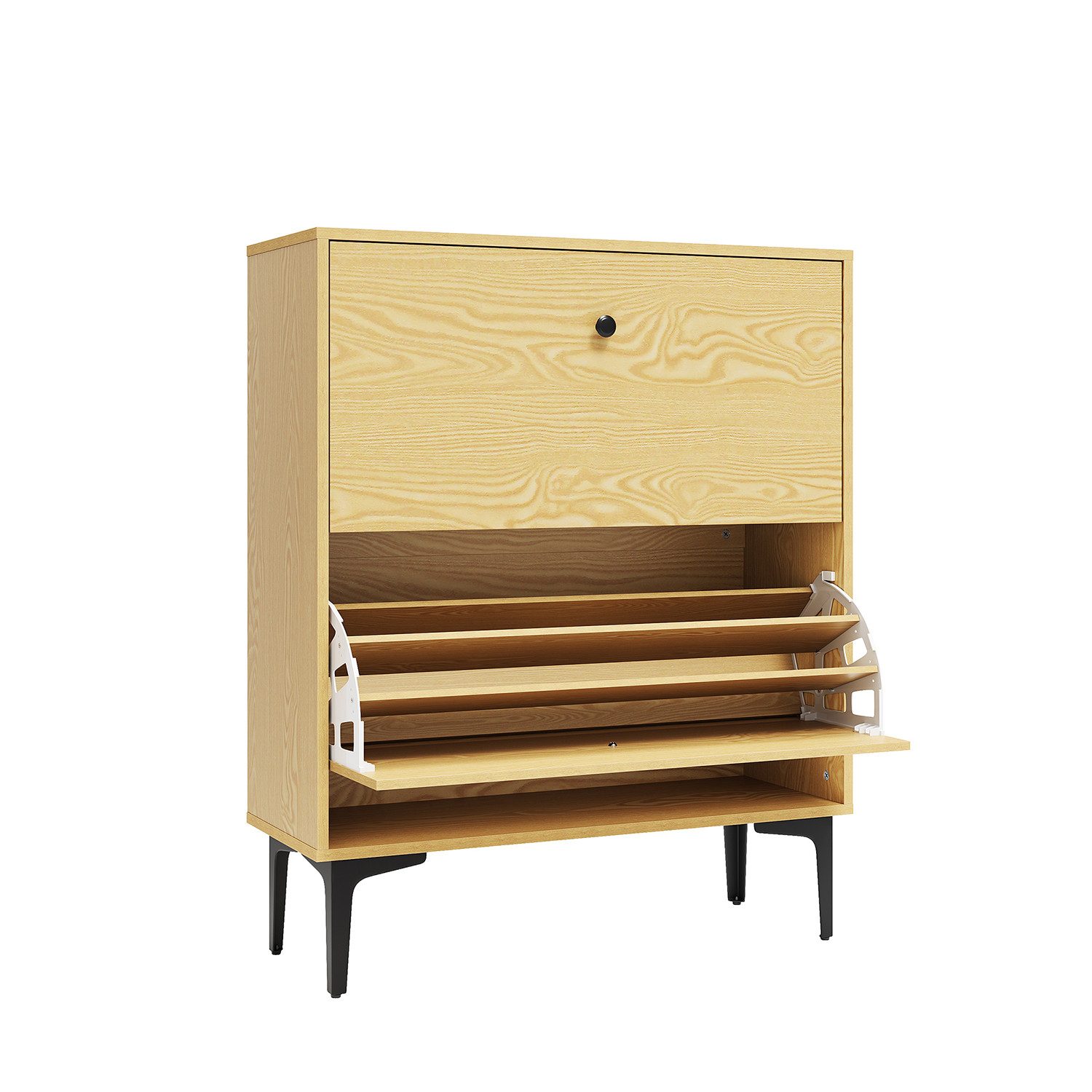 SONNI Schuhschrank Schuhschrank,Doppelklappen-Schuhschrank in Eiche 970x30x80cm