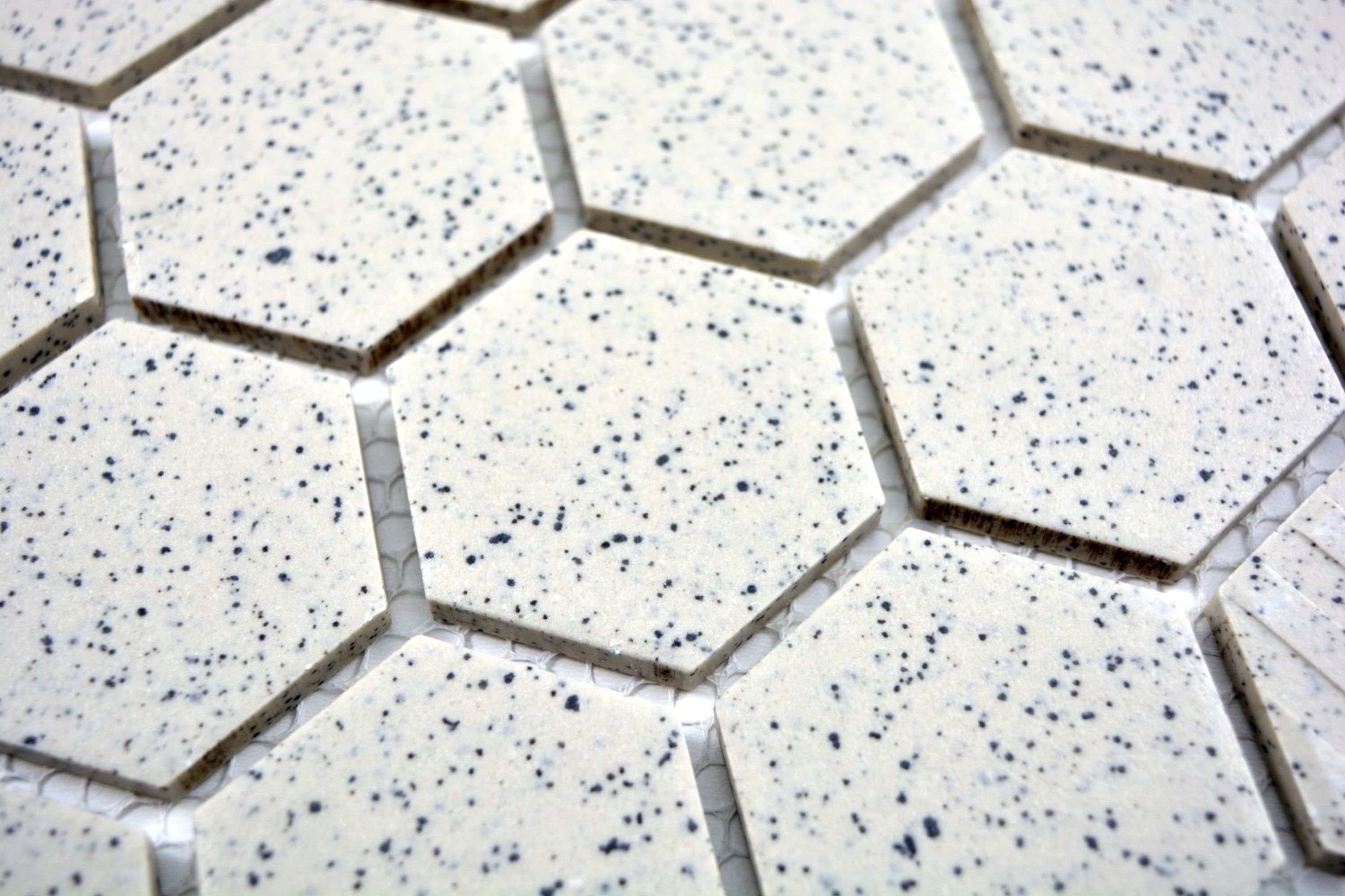 Sechseck Mosaik Hexagaon, Rutschhemmend Fliese Keramik Keramik Hexagonale Bodenfliese cremeweiß Mosani