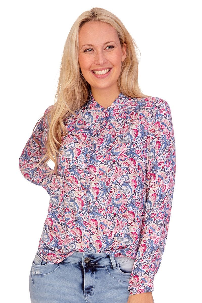 Trachtenbluse Trachtenbluse - VERA - weiß/geblümt