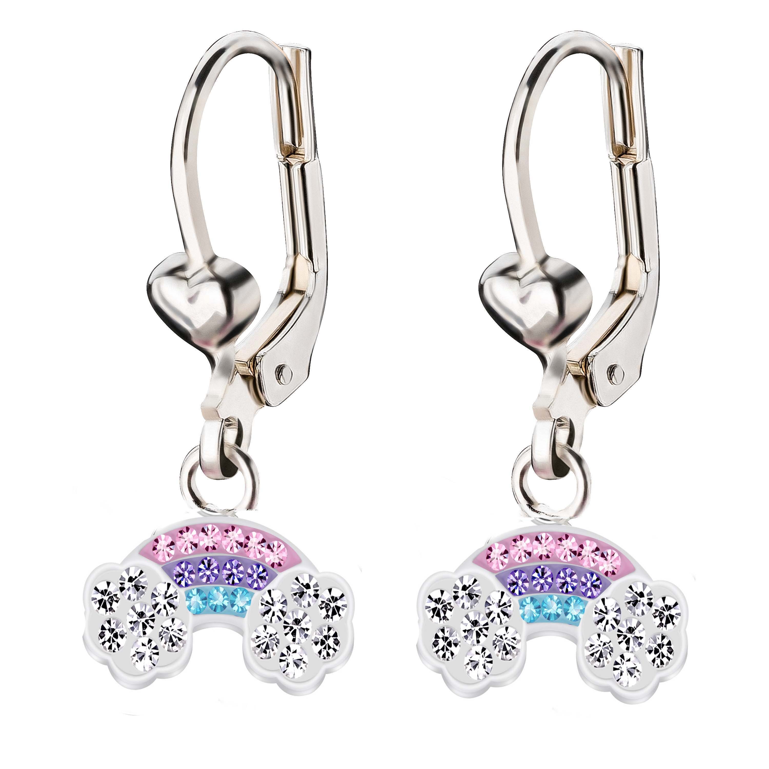 schmuck23 Paar Ohrhänger Kinder Ohrringe Regenbogen 925 Silber, Mädchen Geschenk Schmuck