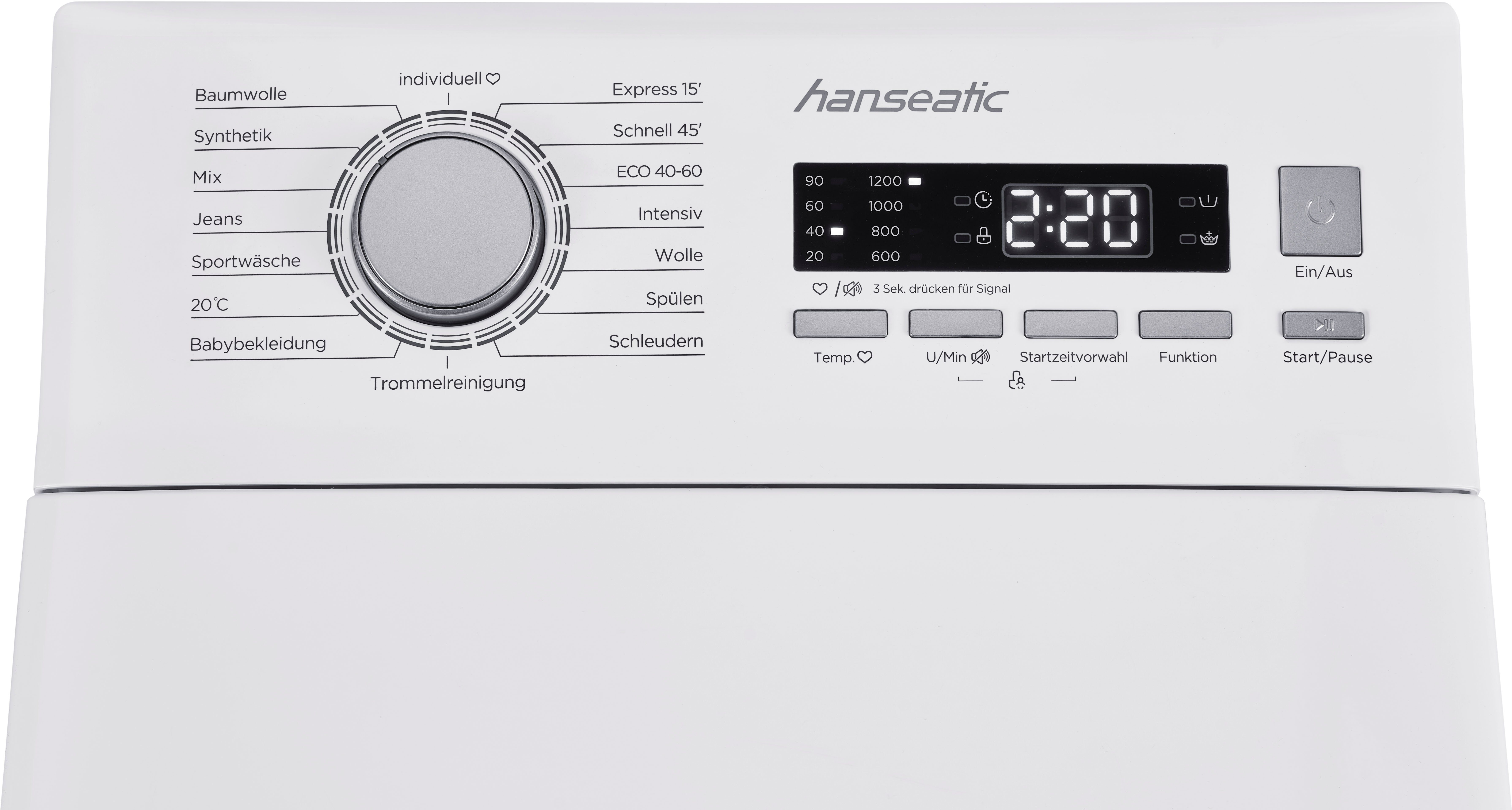 Hanseatic Waschmaschine Toplader HTW7512C, U/min, kg, 7,5 Überlaufschutzsystem, Express Programm 1200 Mengenautomatik