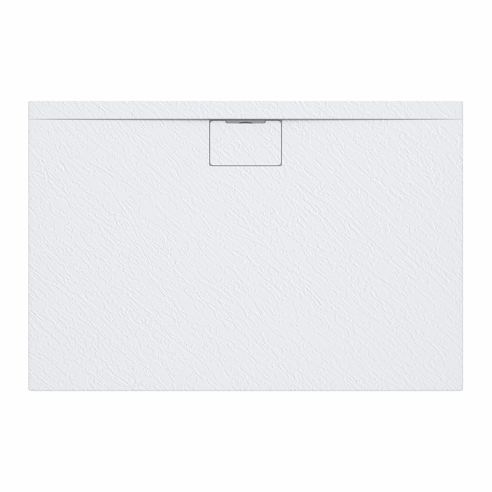 doporro Duschwanne Duschtasse flach aus Mineralguss DIN-Anschlüsse Boden Geoma07, Rechteckig, Mineralguss