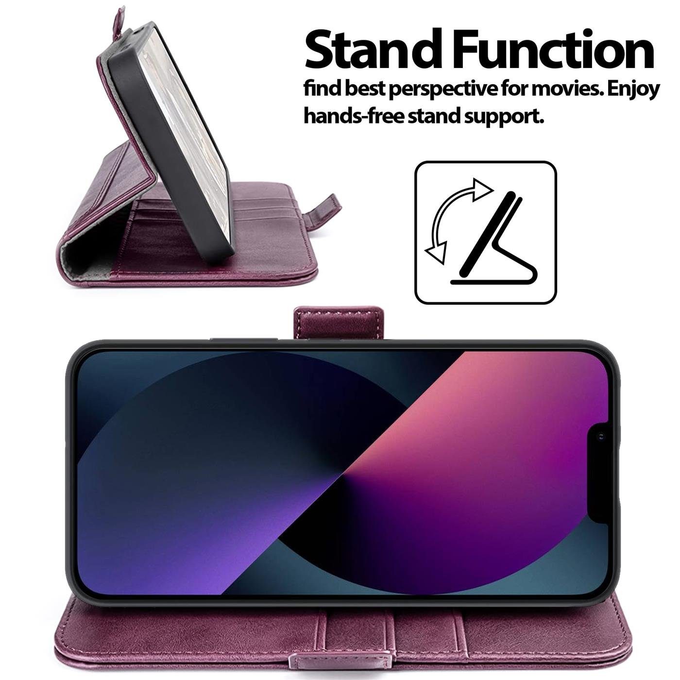 CoolGadget Handyhülle Book Case Elegance Tasche für Apple iPhone 13 6,1 Zoll, Hülle Magnet Klapphülle Flip Case für iPhone 13 Schutzhülle