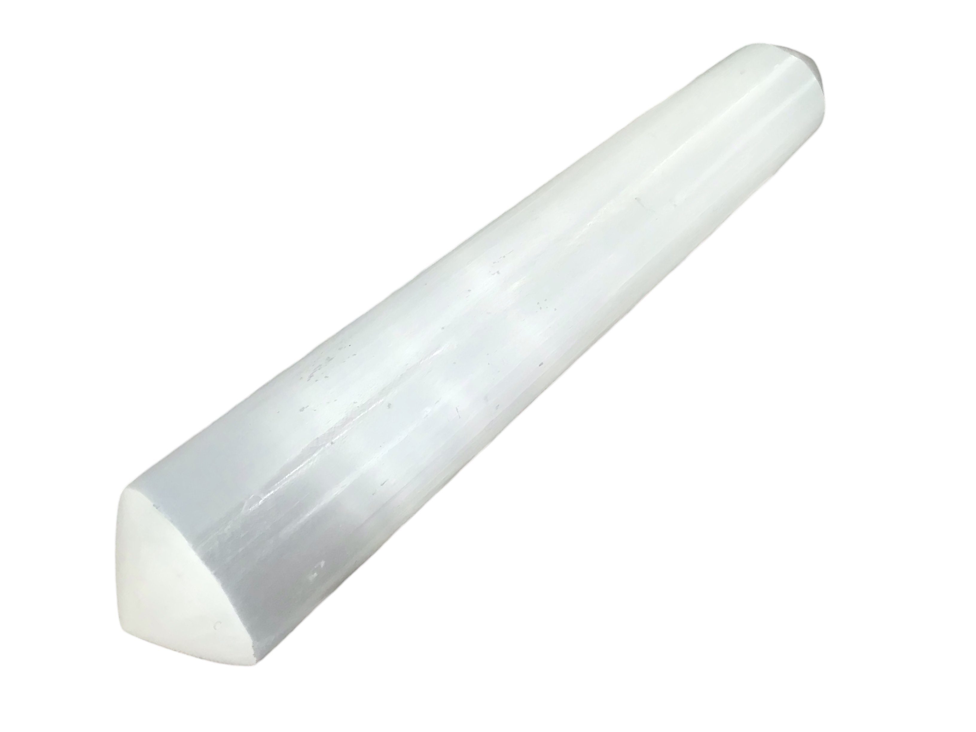 Steinfixx® Massagestein Selenit Massagestab mit schmaler und breiter Spitze - große 14x3x3 cm, Doppelspitze 1-tlg., ein Selenit Massagestab, Akkupressur von speziellen Punkten der Energiebahnen