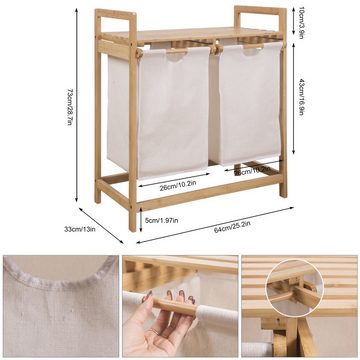 TWSOUL Wäschekorb Doppeltrommel-Wäschekorb, Aufbewahrungskorb für schmutzige Kleidung, 64*33*73cm