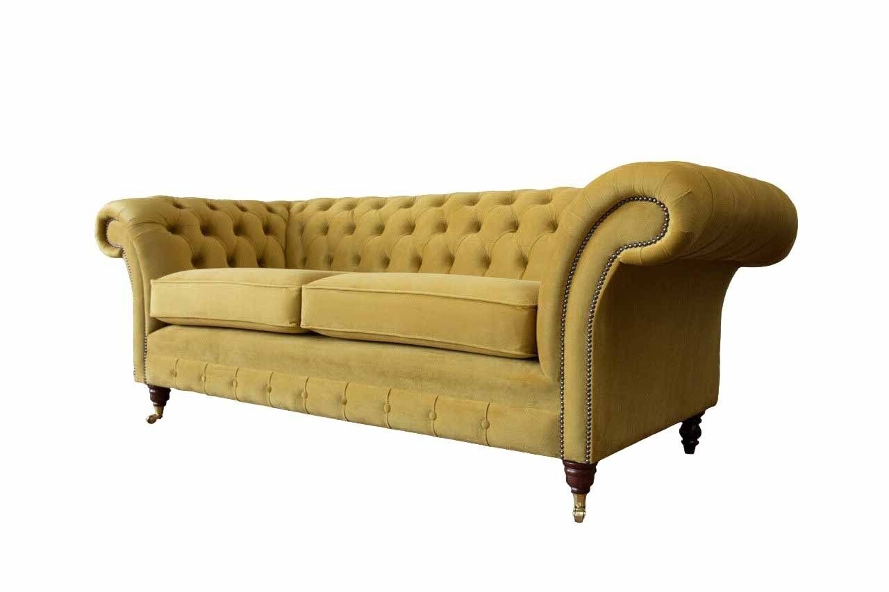 JVmoebel Sofa Chesterfield Dreisitzer Luxus Sofa 3 Sitzer Sofas Stoff Design Couch, Made In Europe