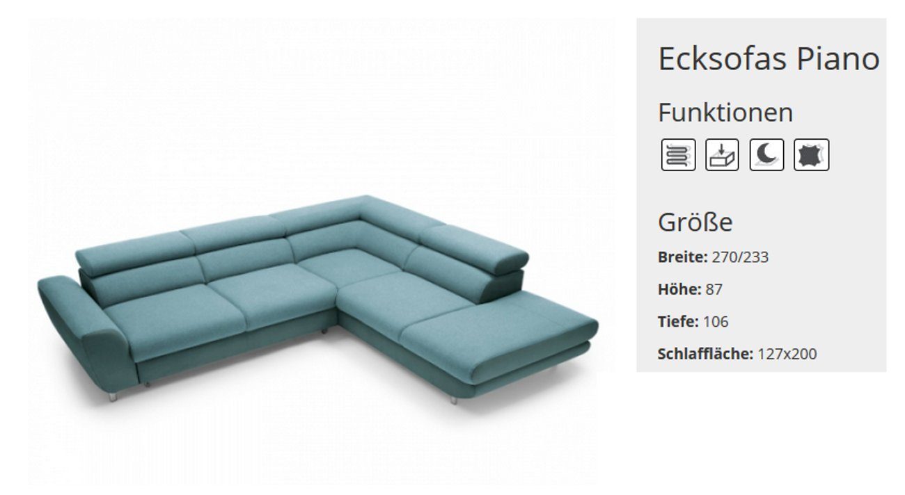 JVmoebel Ecksofa Schlafcouch Sofa Bettfunktion Eck Garnitur Multifunktions Couch Sofas, Made in Europe Grün