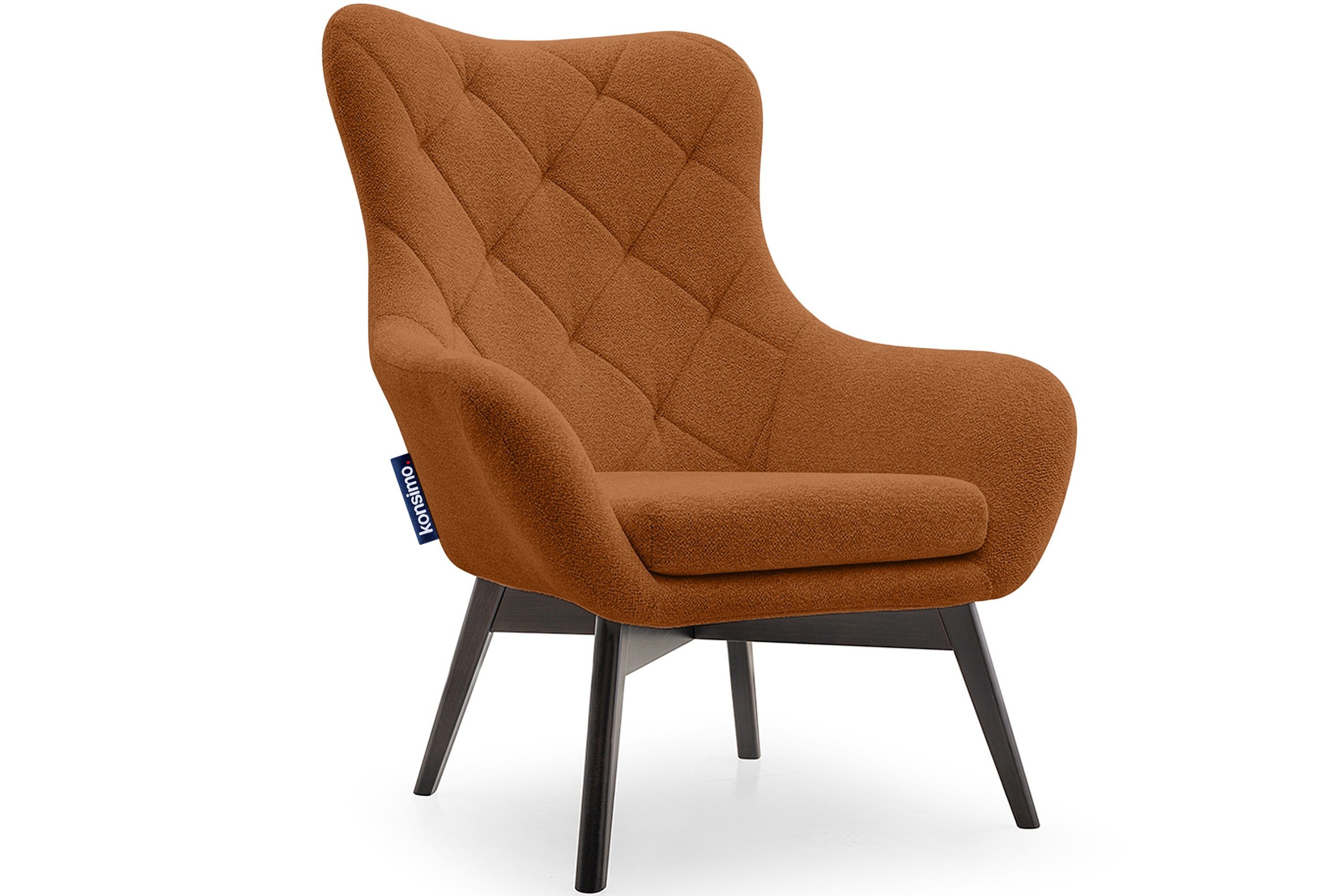 Konsimo Ohrensessel RAMOS, Sessel mit Steppung, robuste Holzbeine, Polyurethanschaum im Sitz orange | orange
