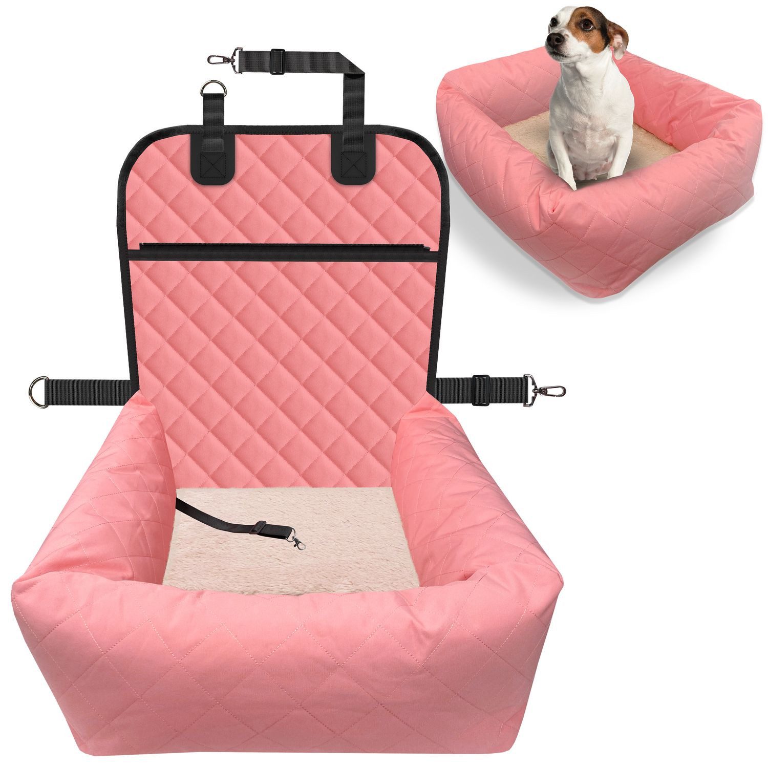 Bluzelle Hunde-Autositz Premium Hunde Autositz, 2-in-1 Hundebett, Haustier Auto Transport-Sitz, Wasserfester Oxford Stoff, Reise Hundesitz für Kleine & Mittlere Hunde / Waschbar Rutschfest