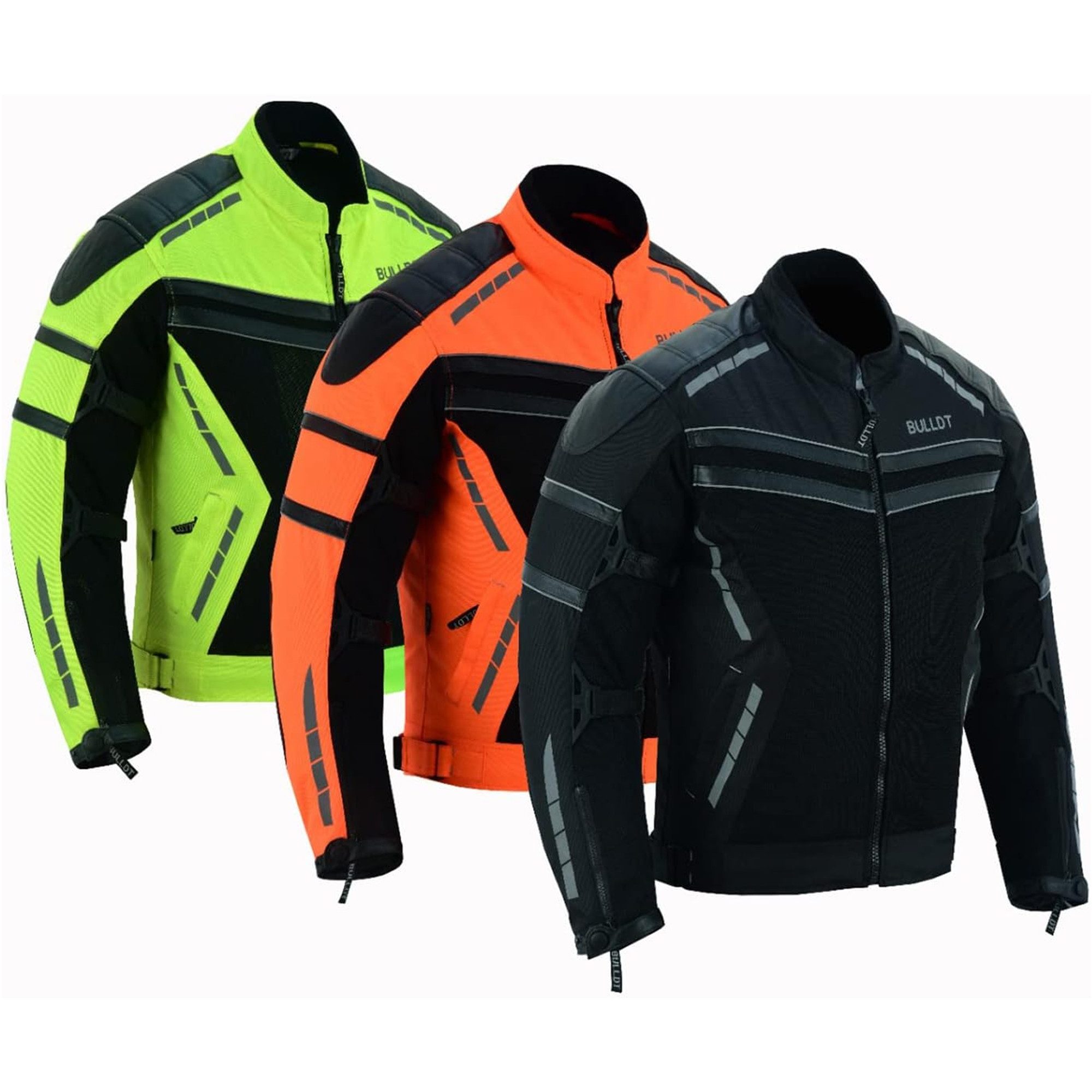 BULLDT Motorradjacke BLD323J (mit abnehmbare 4 Stück Protektoren) Sommer Jacke mit Mesh-Netz 360° Reflektoren & Zipper-Taschen