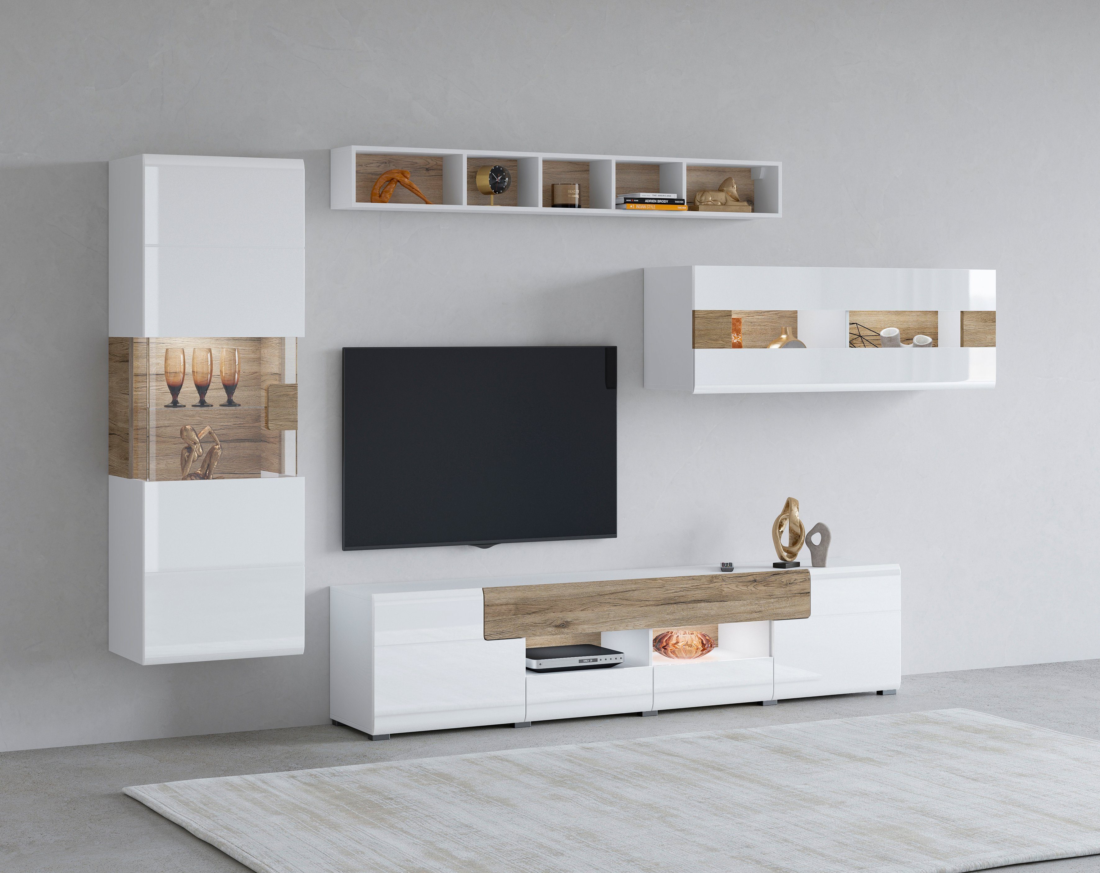 INOSIGN Wohnwand Toledo,Breite 391cm stilvolle Mediawand ohne Beleuchtung, günstig online kaufen