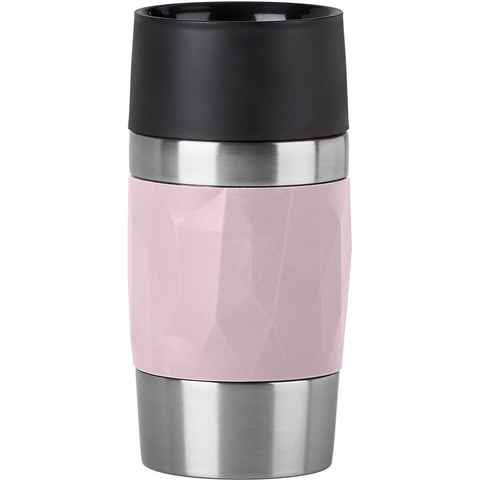 Emsa Thermobecher Travel Mug Compact, Edelstahl, Kunststoff, Silikon, 0,3L, Edelstahl, 3h warm/6h kalt, 360°Trinköffnung, spülmaschinenfest