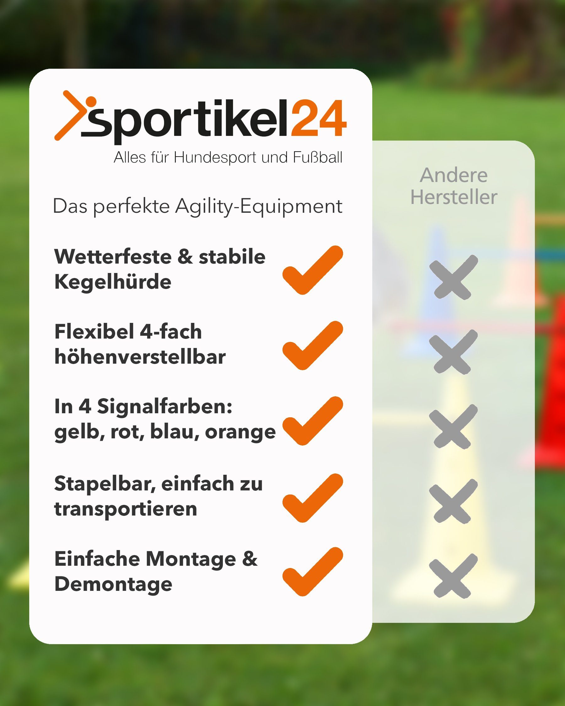 Superhund Hürde Kegelhürde 50 & Stange 200 Farbe Orange