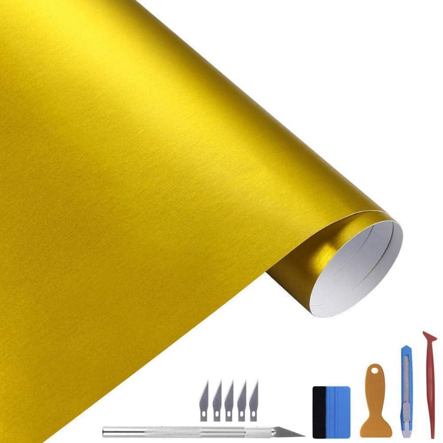 LuxusKollektion Lackschutzfolie Vinylfolie Metallic Chrom Auto Aufkleber 30x300cm Gold 30cm x 300cm, (1-St)