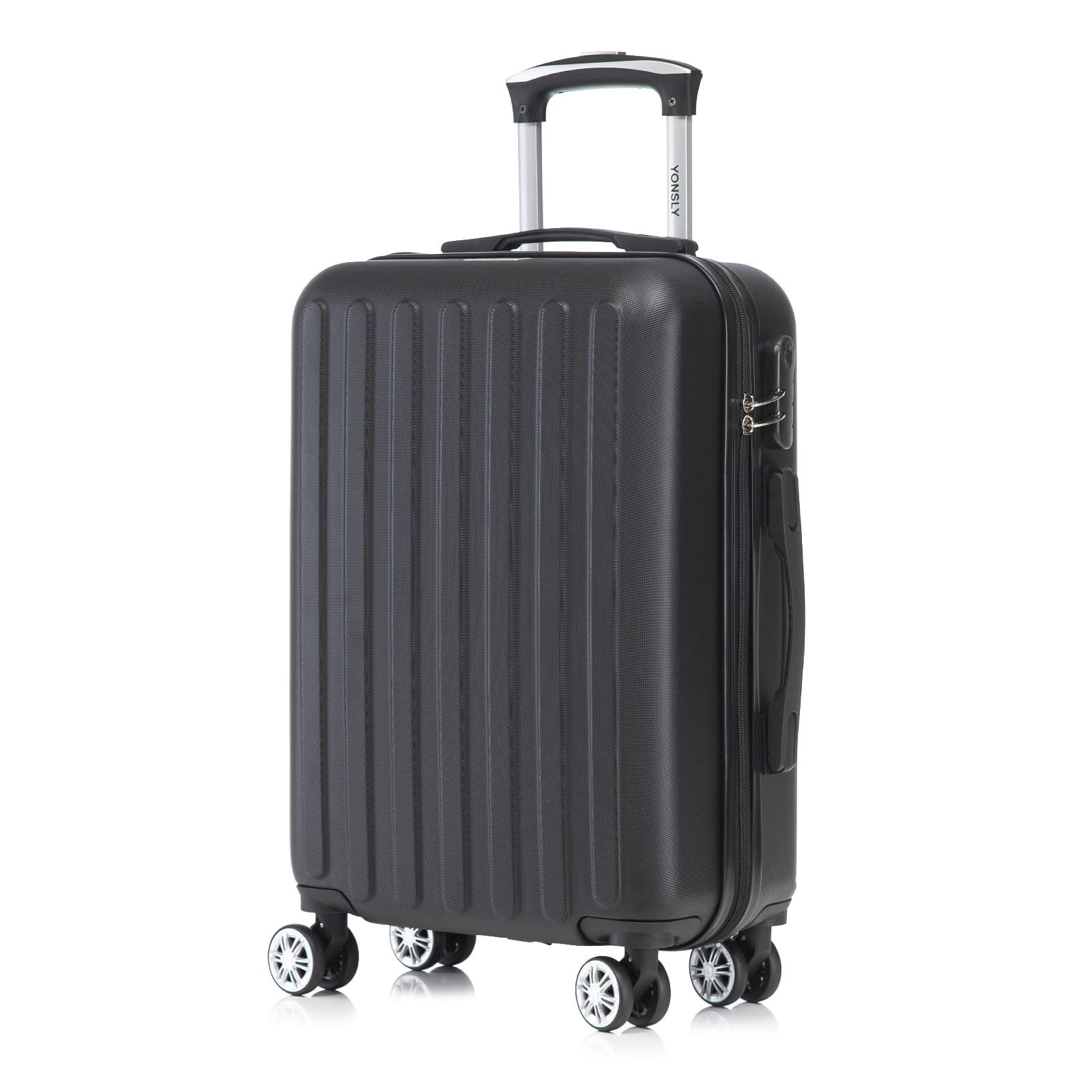 YONSLY Hartschalen-Trolley Reisekoffer, Rollkoffer Handgepäck,Zahlenschloss, 4 Rollen, Weichem Gummigriff Robuster ABS-Koffer für Langstreckenreisen