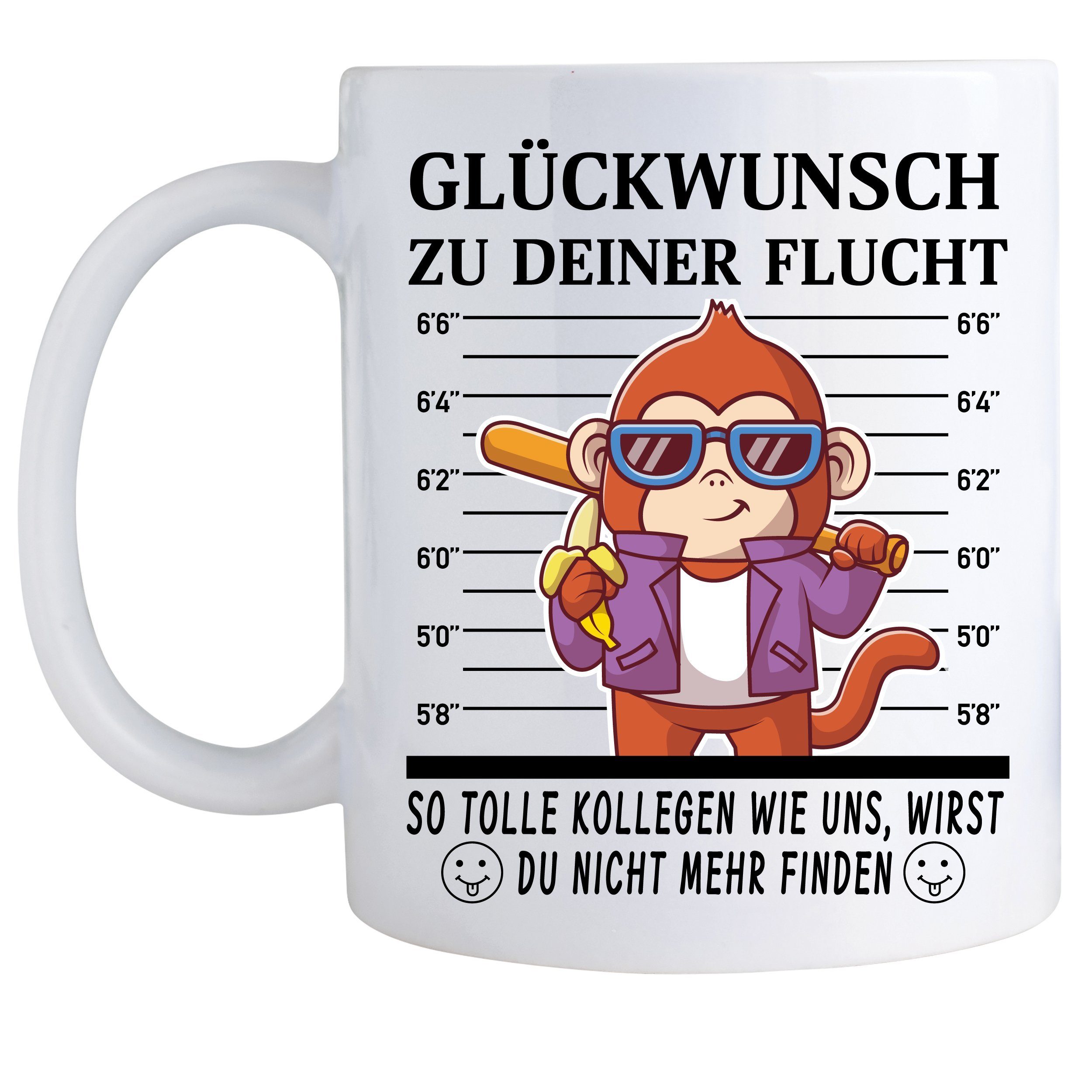 Giftandprint Tasse Kollegen Abschied, Abschiedsgeschenke für Kollege mit Affemotiv, Jobwechsel, Kollegin Geschenk, mit Geschenkbox