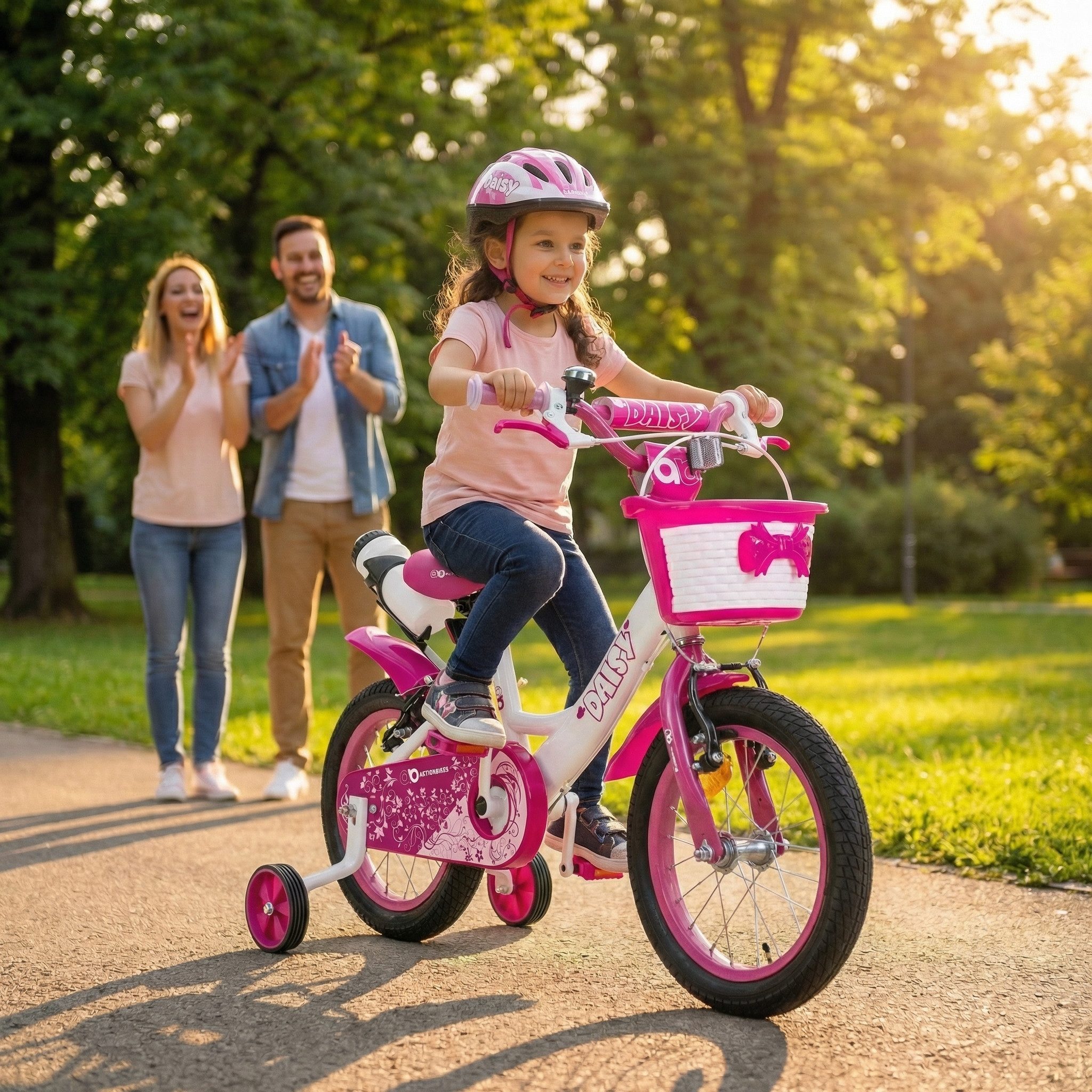 Kinderfahrrad Daisy Fahrrad für Mädchen inkl. Trinkflasche und Korb