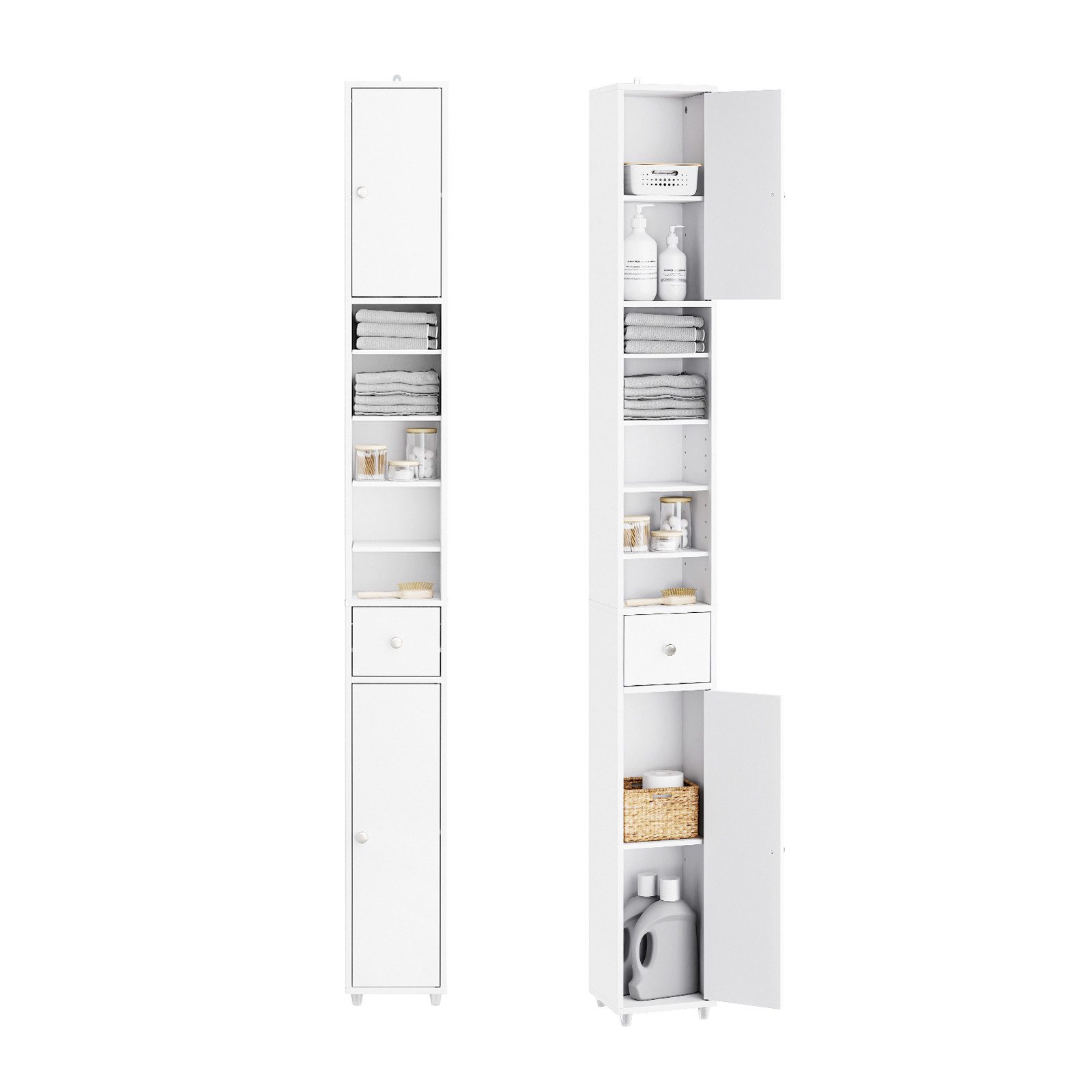 SoBuy Hochschrank BZR34, Badschrank schmal, Badezimmermöbel, Wasserabweisen günstig online kaufen