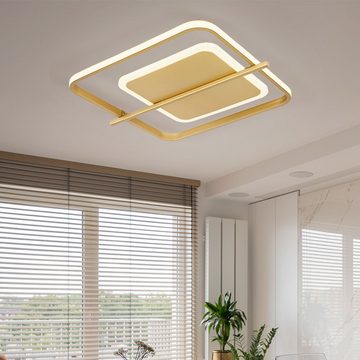 Globo LED Deckenleuchte, Leuchtmittel inklusive, Warmweiß, Wohnzimmerlampe Deckenleuchte LED goldfarben L 40 cm