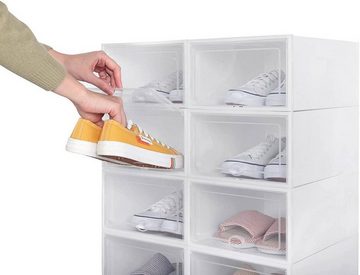 Woltu Schuhschrank (12-St) aus Kunststoff mit Tür & Durchlüftung, Weiß