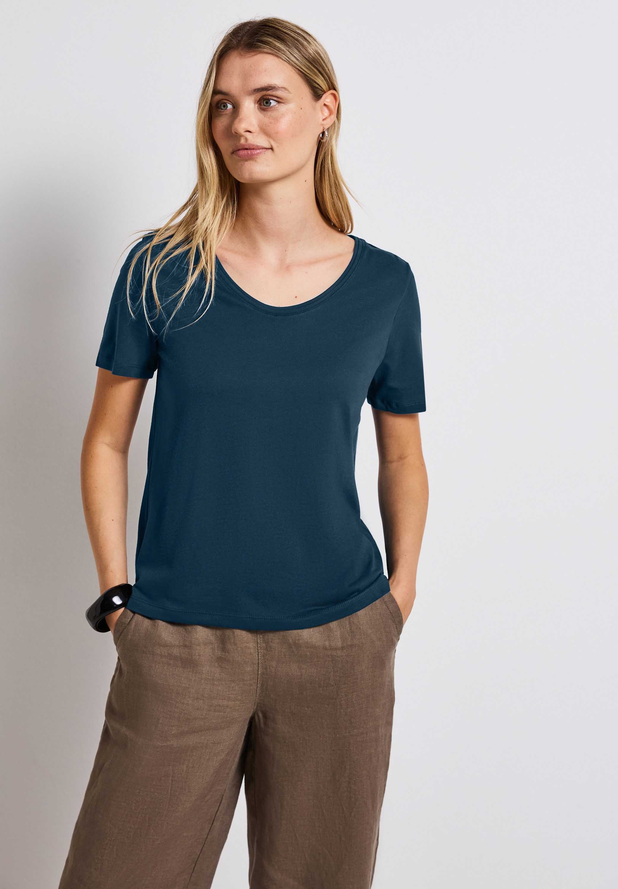 STREET ONE T-Shirt mit V-Ausschnitt günstig online kaufen