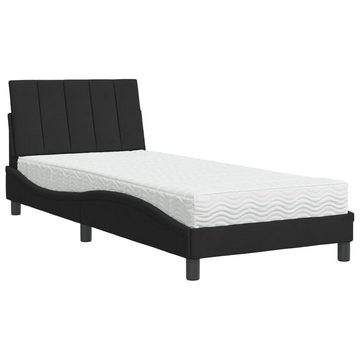 vidaXL Bett Bett mit Matratze Schwarz 90x200 cm Samt