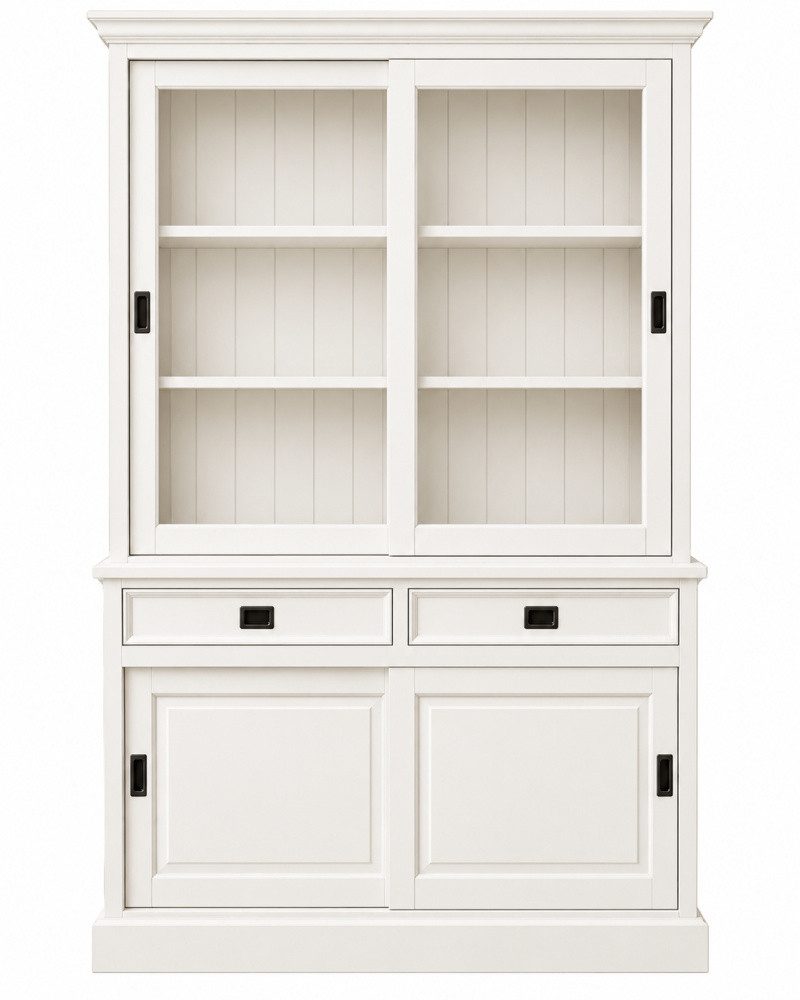 Wohnpalast Vitrine Landhaus Vitrinenschrank Neuss 150 cm Weiß Buffetschrank