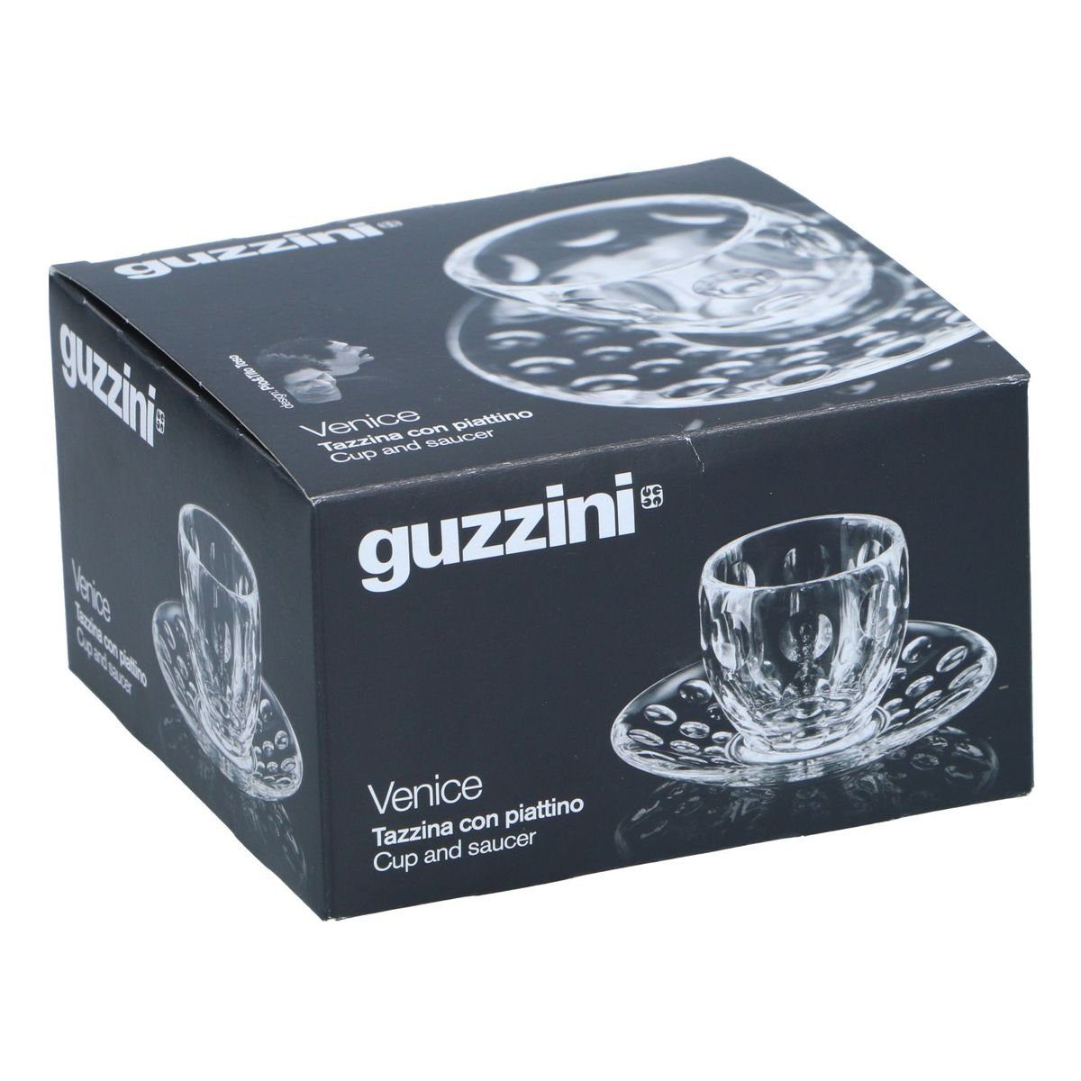 guzzini Glas Designer Glas ca. 60 x 60 mm Guzzini Espressoglas mit Untersetzer, Glas