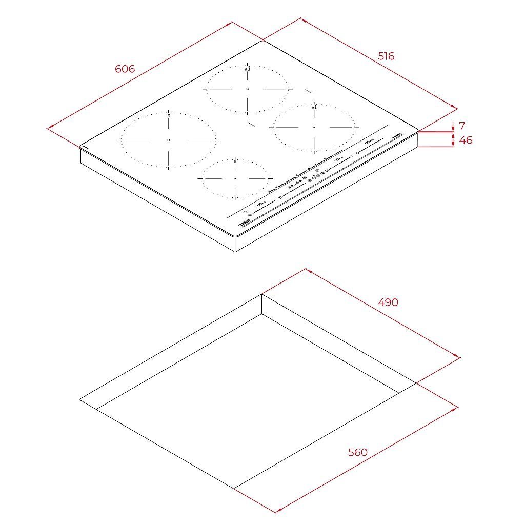 TEKA Induktionskochfeld BOSCH 60 cm Teleskopauszug - Herd-Set mit Induktions autark, Backofen