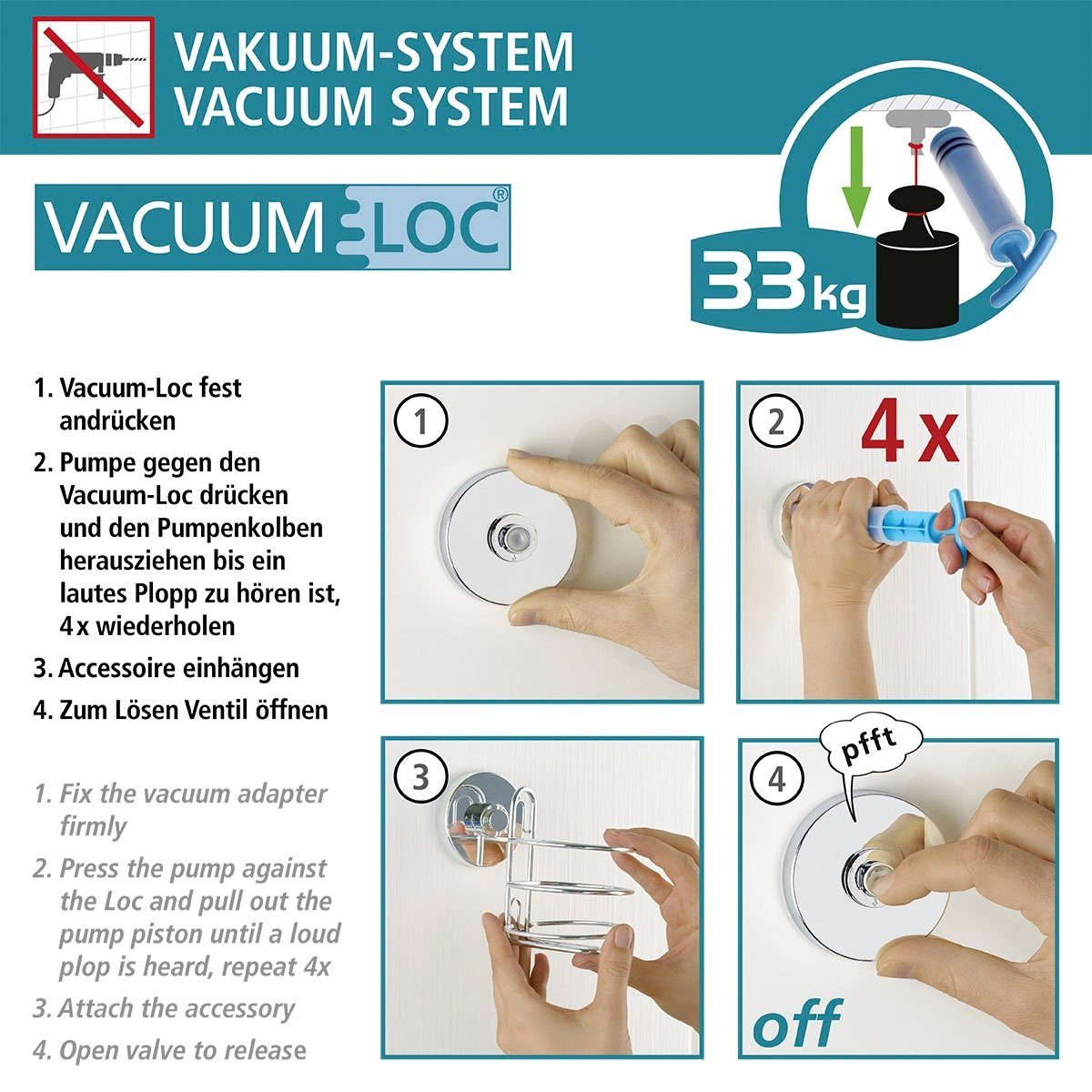 WENKO Duschablage Vacuum-Loc, 1 Etage