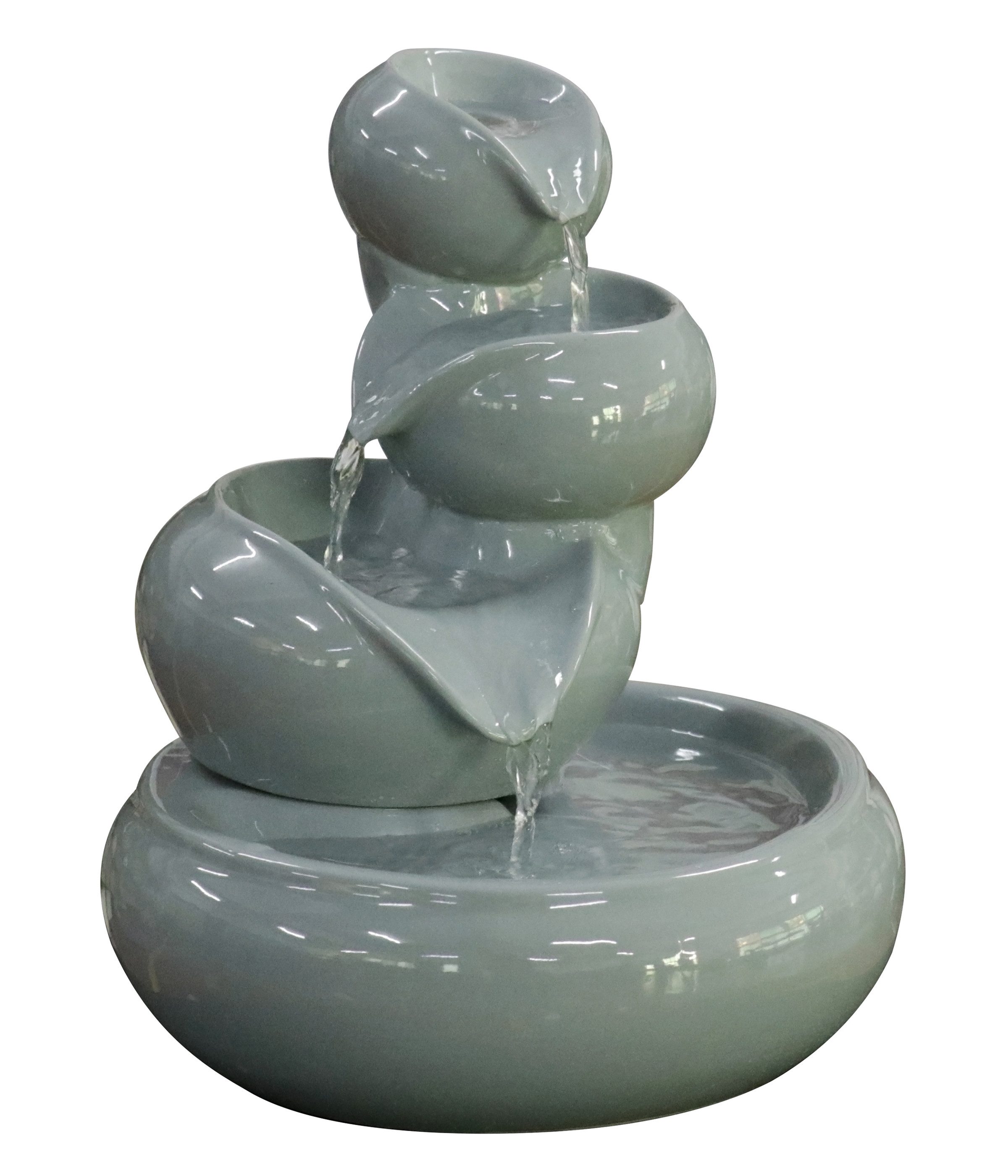 Dehner Zimmerbrunnen Malahi, Wasserspiel, Ø 21,5 cm, Höhe 24.5 cm, Keramik, Indoor Wasserkaskade in edlem Design