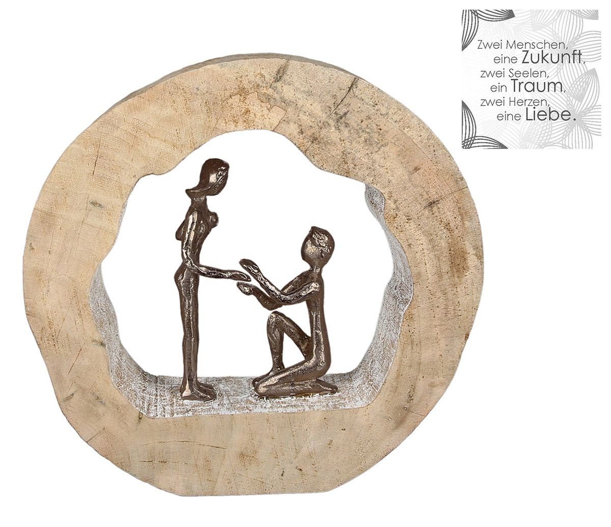 GILDE Dekoobjekt Marry Me Romantische Skulptur aus Mangoholz und Alu Heiratsantrag