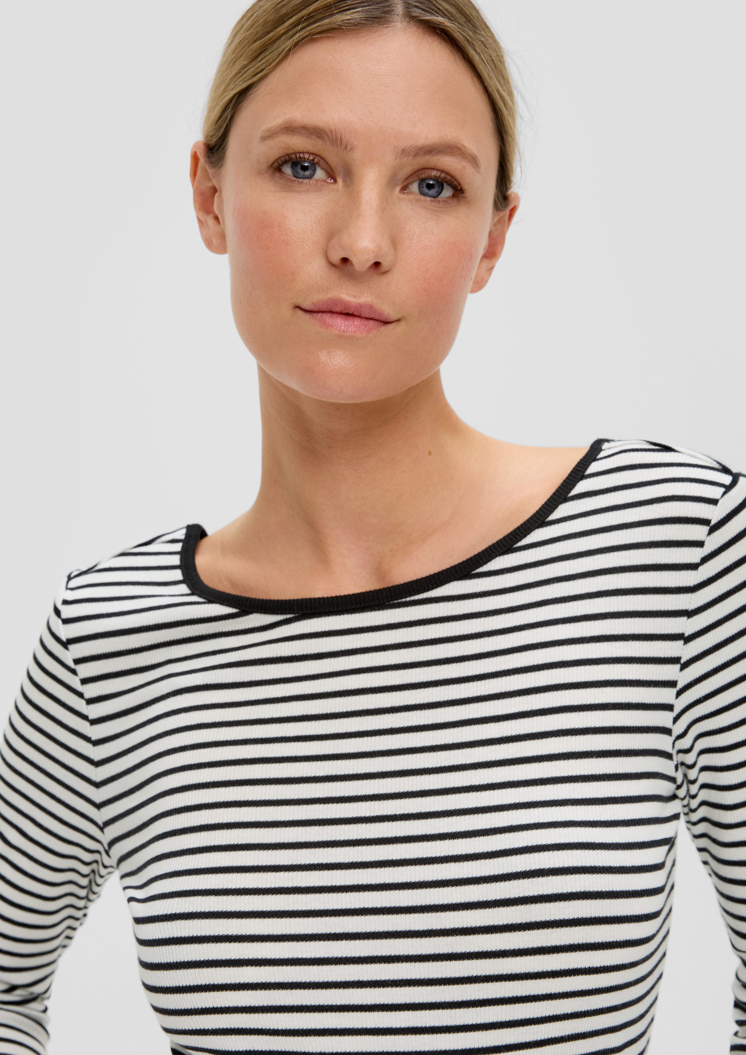 s.Oliver Langarmshirt Gestreiftes Shirt aus Baumwoll-Stretch günstig online kaufen
