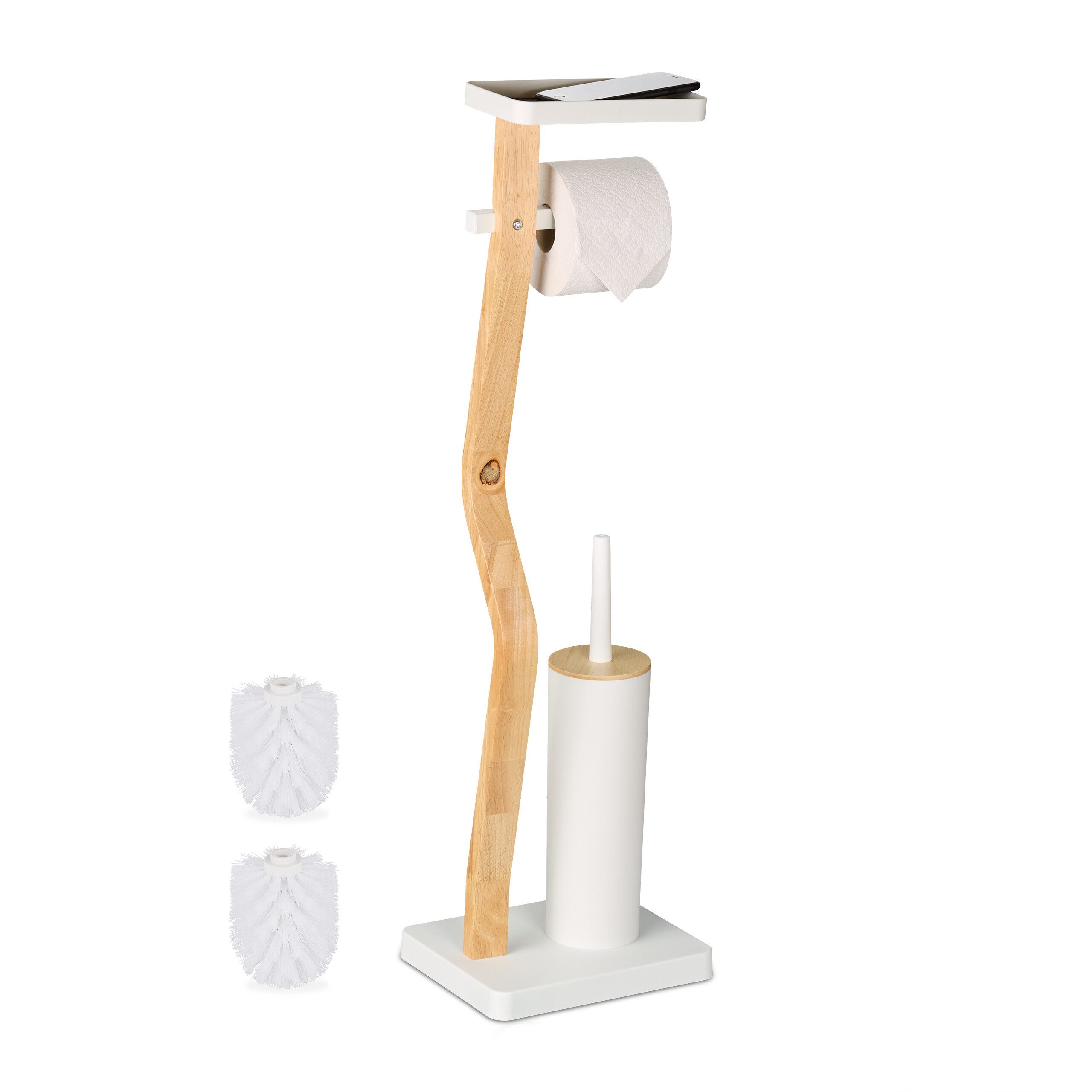 relaxdays WC-Garnitur mit Ablage, Toilettenpapierrollen bis 13 cm Breite, Gäste-WC, Badezimmer, (3-tlg), weiß