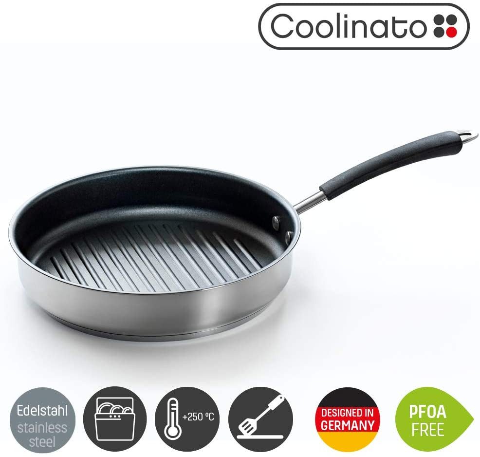 Coolinato Grillpfanne 2tlg Set 26cm Pfanne + Glasdeckel, (2-tlg)
