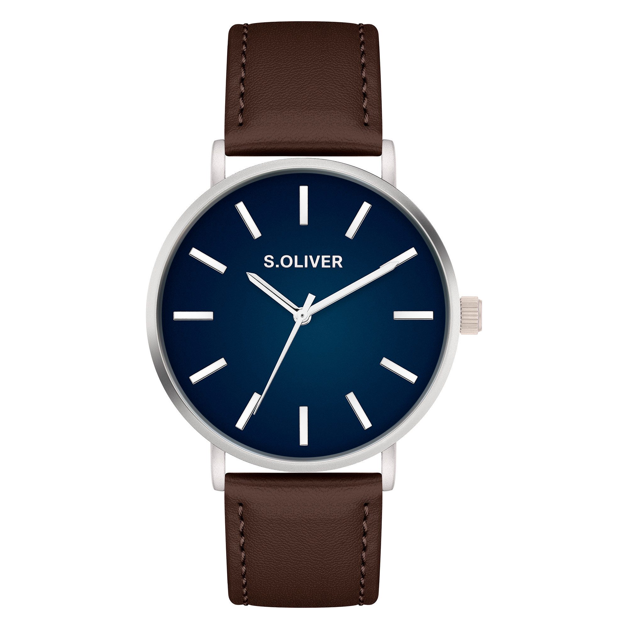s.Oliver Quarzuhr Basic Leather SO-4440-LQ, Armbanduhr, Herrenuhr, analog