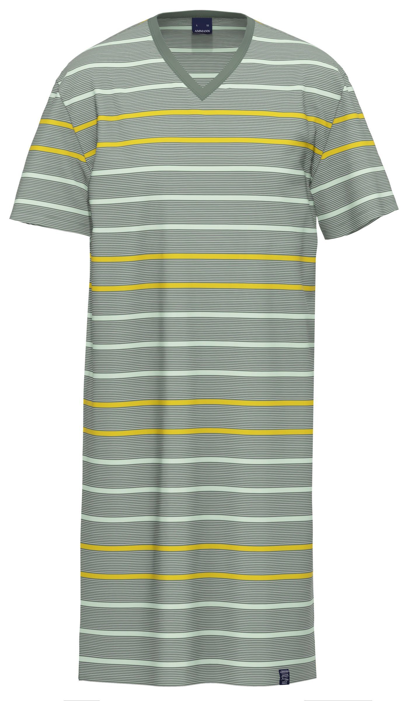 Ammann Nachthemd Herren Nachthemd (1-tlg) Baumwolle V-Ausschnitt mit