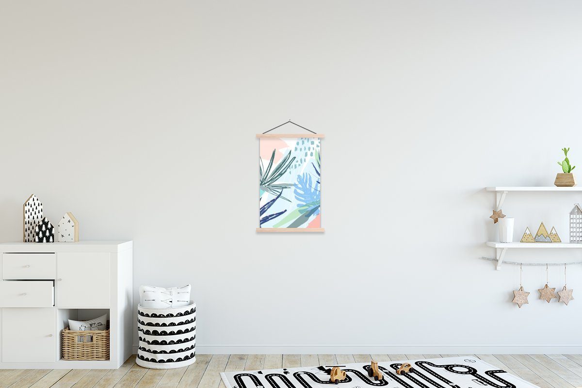 MuchoWow Poster Sommer - Hellblau - Pflanze, (1 St), Posterleiste, Textilposter für Wohnzimmer, Bilderleiste, Magnetisch