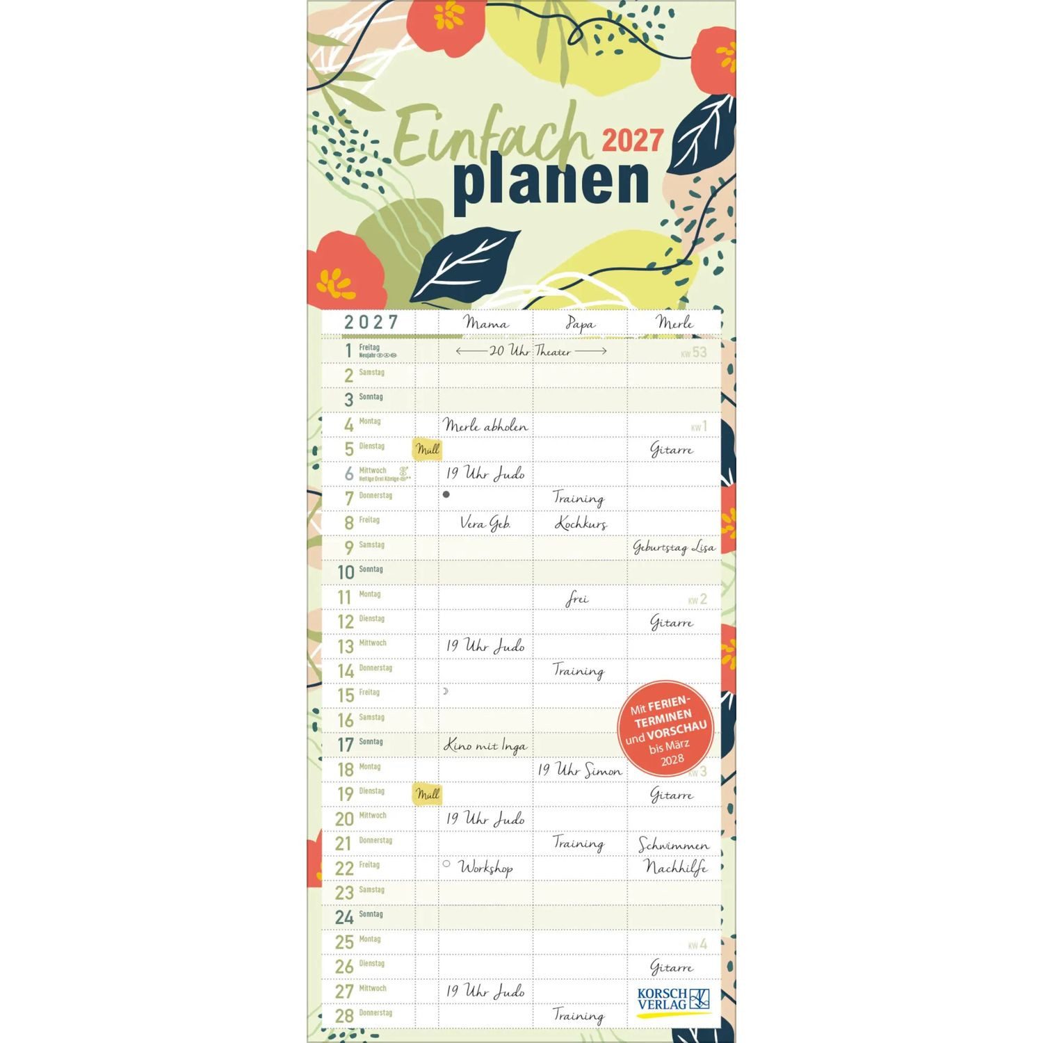 Korsch Verlag Familienkalender Einfach planen 2027