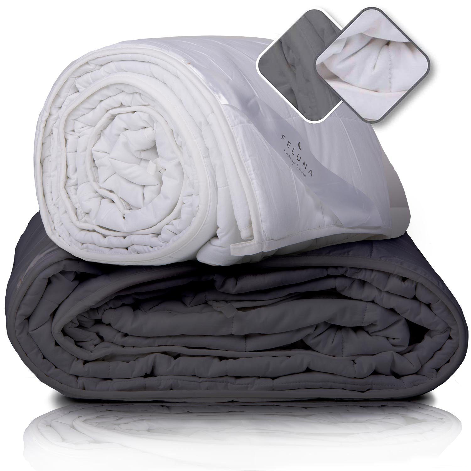 Weiß Bett-Decke Füllung: kg, Anti-Stress Schwerkraftdecke Feluna, Glasmikroperlen Therapiedecke, 8 Gewichtsdecke,